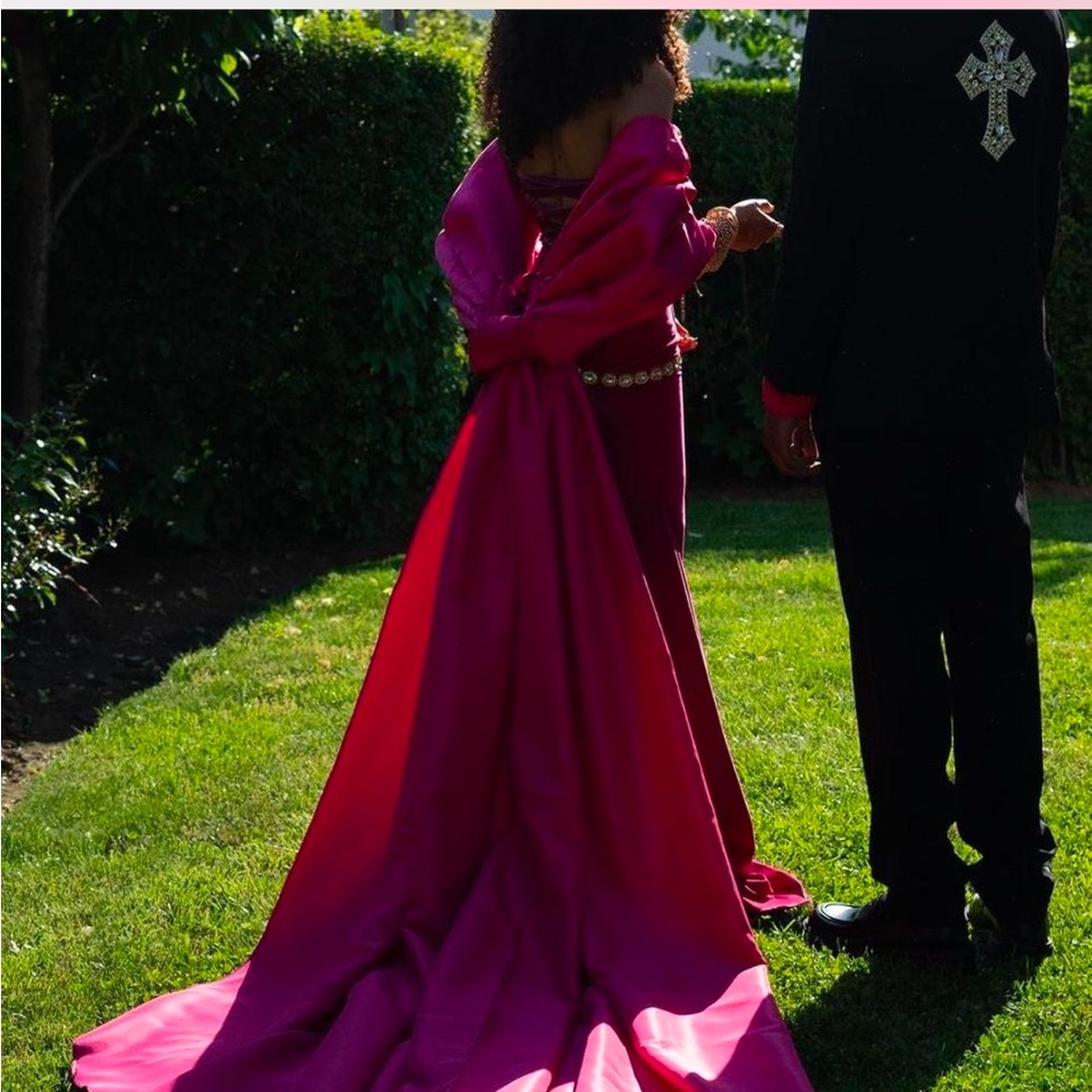 Pink cape gown